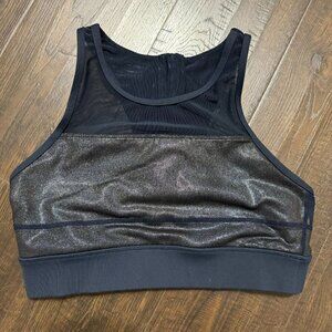 Zyia Active Women's Active Sports Bra All-Star Mesh Zip Navy Blue Sparkle Medium